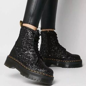 black sparkly doc martens
